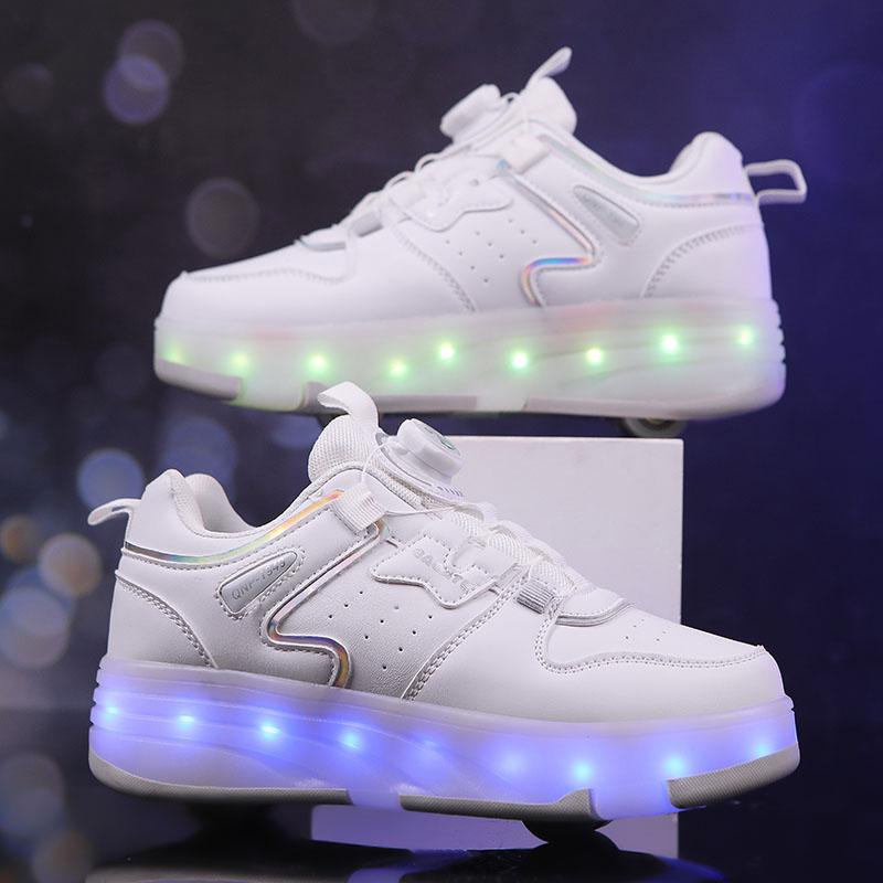 Kid's Luminous  Sneakers Sneakers Led Light Shoes Children's Kids Boys Girls USB Charging Glowing Wheels Parkour Roller Skate Shoes