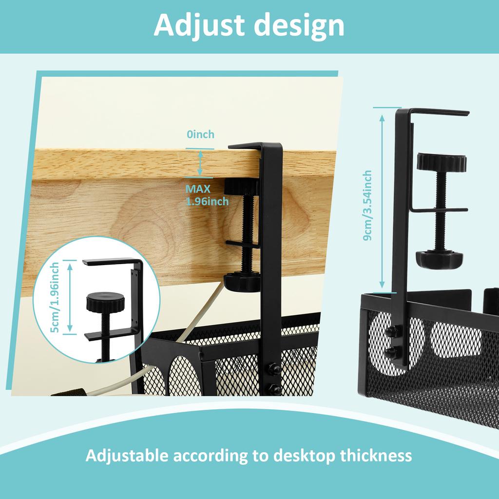 Under Desk Cable Tray No Drill Steel Under Desk Cable Management Tray Multipurpose Desktop Tidy Storage Rack for Office and Home