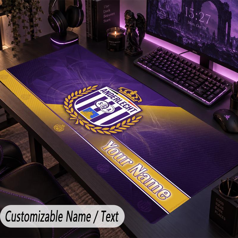 Custom Text Big Mousepad, Extended Desk Pad For Laptop Work GameAnderlecht FC logo