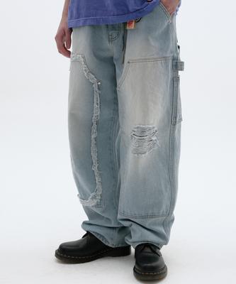 Seuweideu Damaged Double Knee Pants [Light Blue]