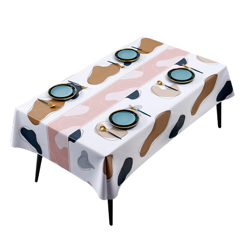 Cartoon Pvc Tablecloth Waterproof, Oil-Proof And Scalding-Proof Leave-In Tablecloth Student Desk Rectangular Tablecloth Coffee Table Cloth Mocha