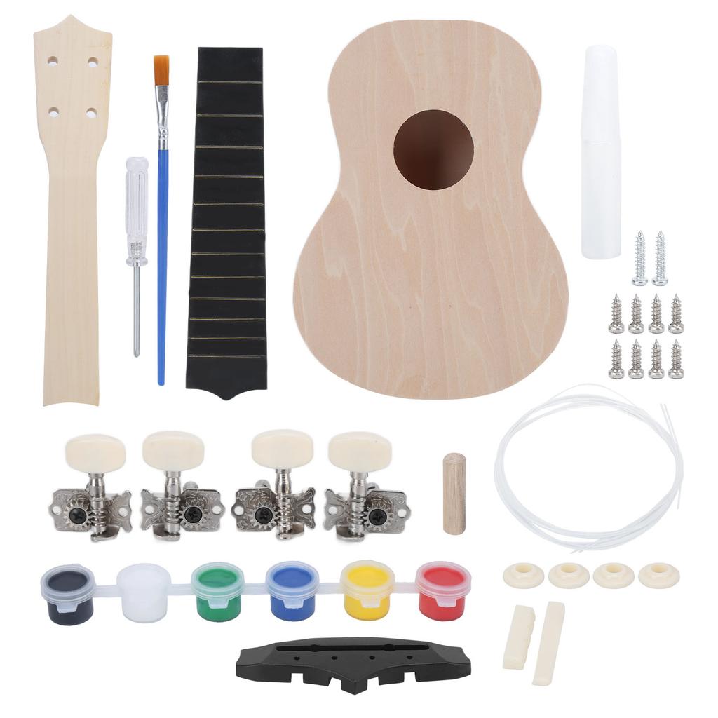 Ukulele Kit 21in DIY Basswood Lightweight Painting Handcrafted Gift Children Small Toys