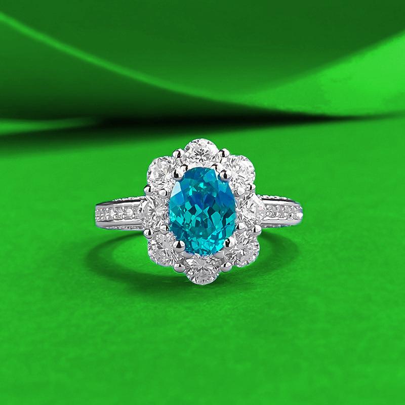 Zhuozhifan Women s Fashion Paraiba Oval Ring in S925 Sterling Silver Size 5