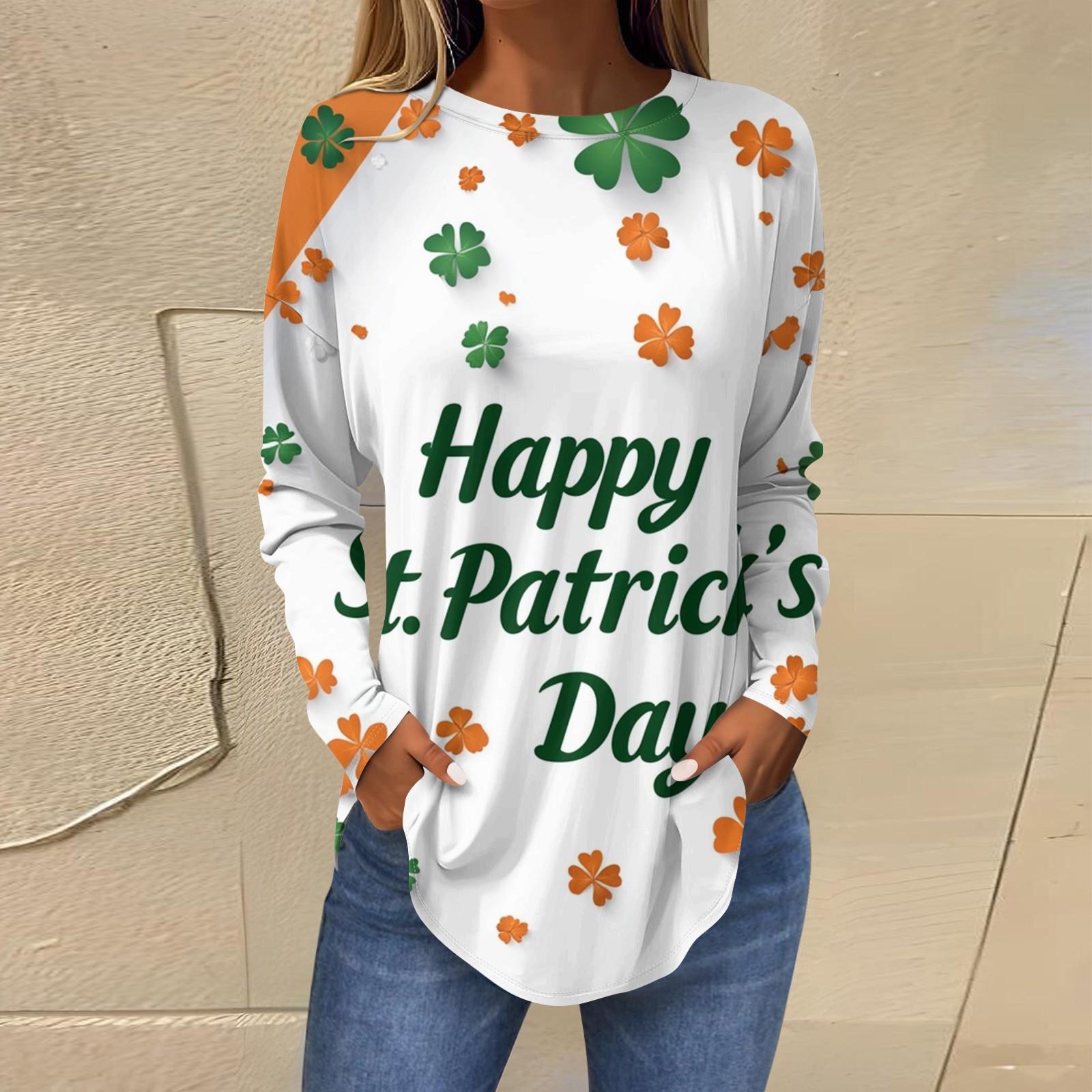 

Футболки для женщин, осенние повседневные рубашки с длинным рукавом, толстовка с принтом, топ, пуловер XL белый