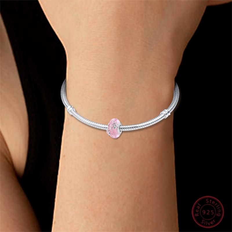 100% Copper Safety Clasp Glass Pink Flower Shiny Zirconia Beads 3Mm Diy Holiday Exquisite Jewelry Gift Making