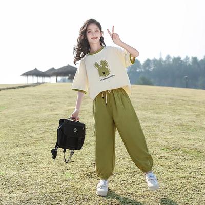Girls Summer Suit Sports Two-Piece Summer Girls Summer Short-Sleeved Suit Korean Version of The Children's Casual Wear
