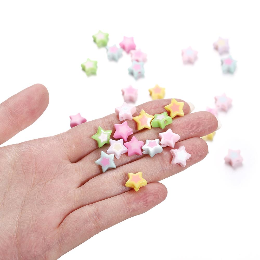 50/100pcs 9*9.5mm Colourful Five-pointed Star Acrylic Loose Spacer Beads for Jewelry Making DIY Handmade Bracelets Accessories