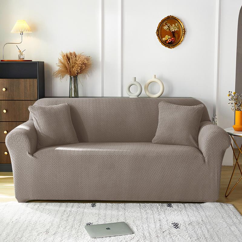T-shaped Jacquard Sofa Cover Home Solid Color Non-slip Elastic Fleece Combination Pet Fabric Sofa Dust Cover