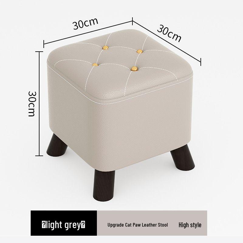 Solid Wood Footstool: Creative Tech Fabric, Multi-Use Coffee Table or Sofa Stool for Living Room