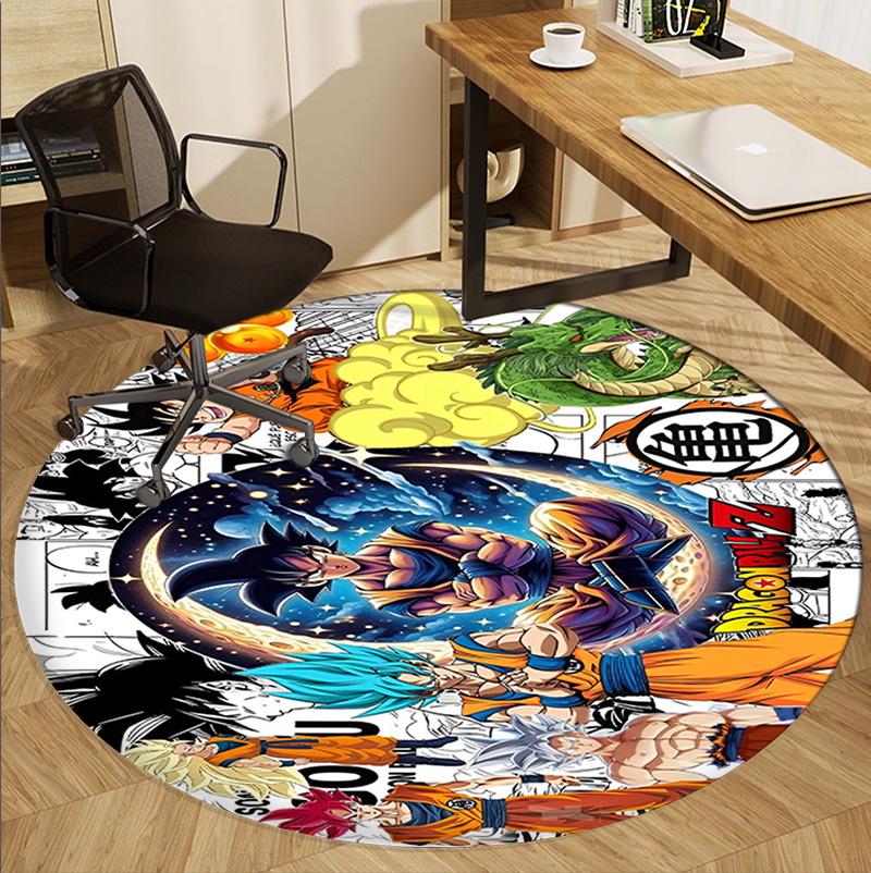 Kulatý koberec s motivem DRAGON BALL, Vnitřní/Venkovní rohožka, na piknik, do herny, ložnice, kanceláře, obývacího pokoje, Dekorace do domácnosti, Dárek k narozeninám
