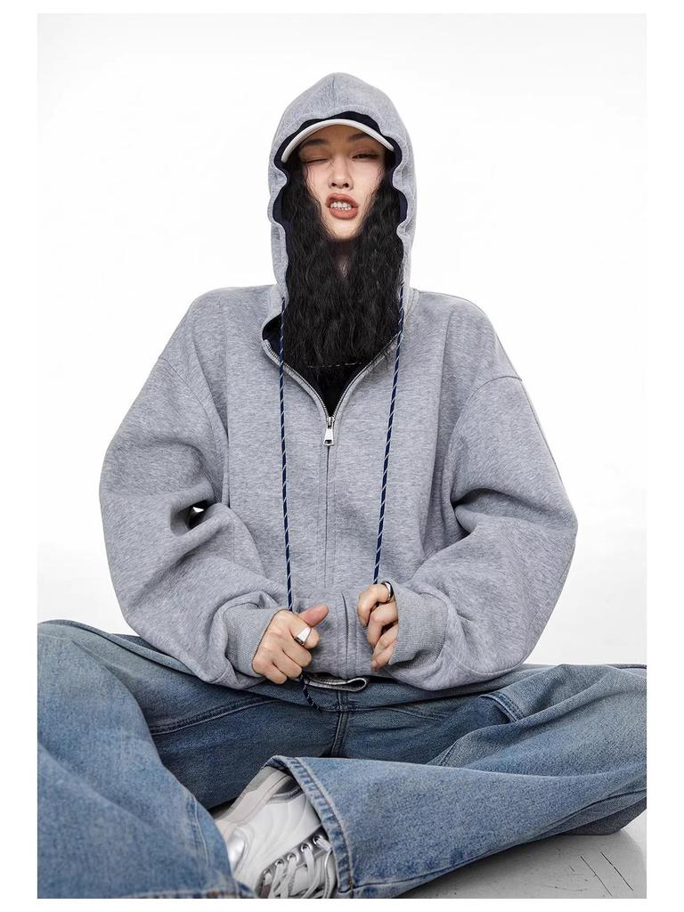 Men's Retro Color-Block Patchwork Hooded Cardigan - Casual Autumn Sweatshirt