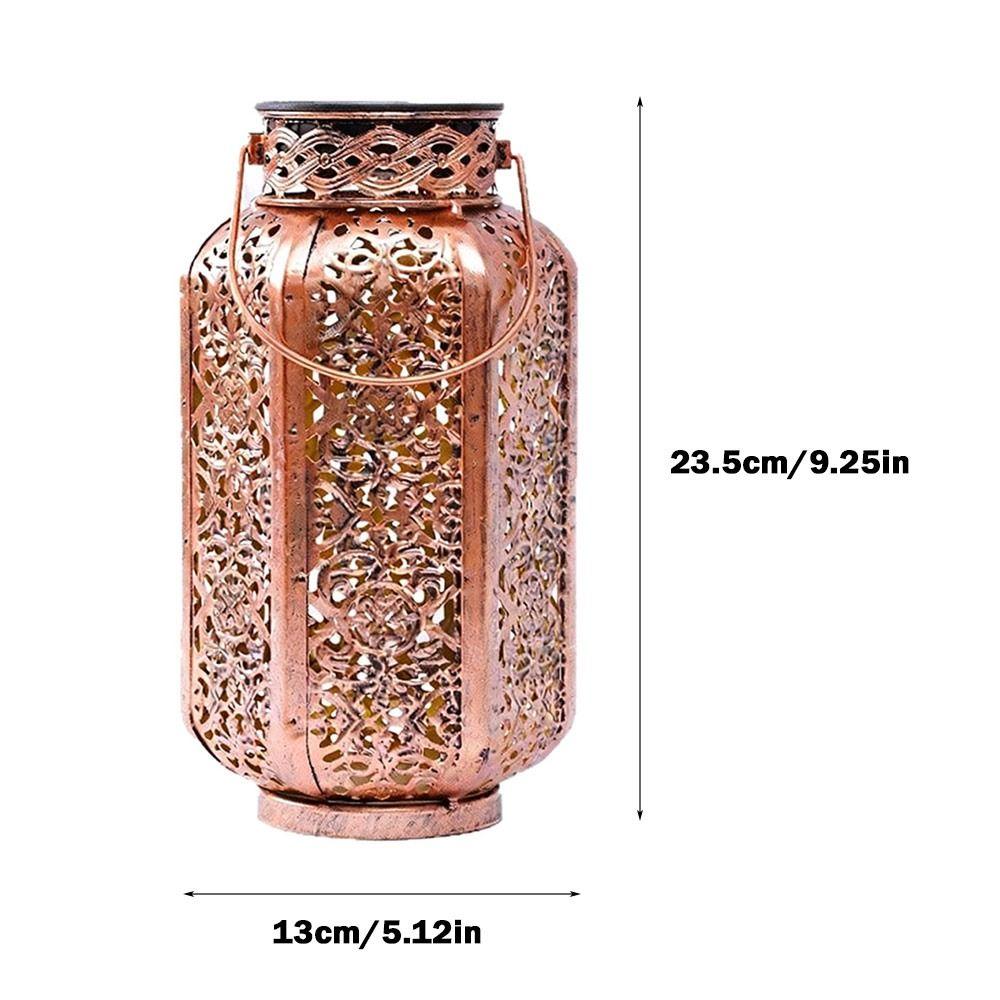 Hexagonal Design Solar Lantern Vintage Style Metal Hollow Hollow Projection Lamp Artistic Projection Efficient Lighting