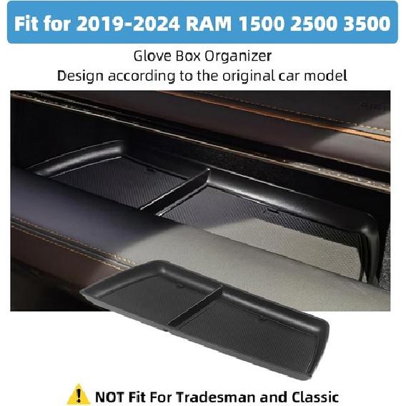 For -2024 RAM 1500 2500 3500 Glove Box Center Console Storage Tray Organizer