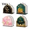 Wooden Tissue Dispenser Napkin Holder, Ramadan-themed Paper Towel Dispenser, Crescent Mosque Stable Organizer Pattern Decorative Holder for