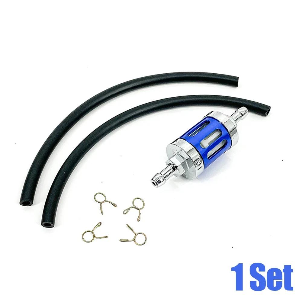 1 Set Motorbike Replaceable Accessories Motorcycle 8mm Inline Gasoline Oil Filter Glass Engine Gas Fuel Hose Clip CNC Tool Kit