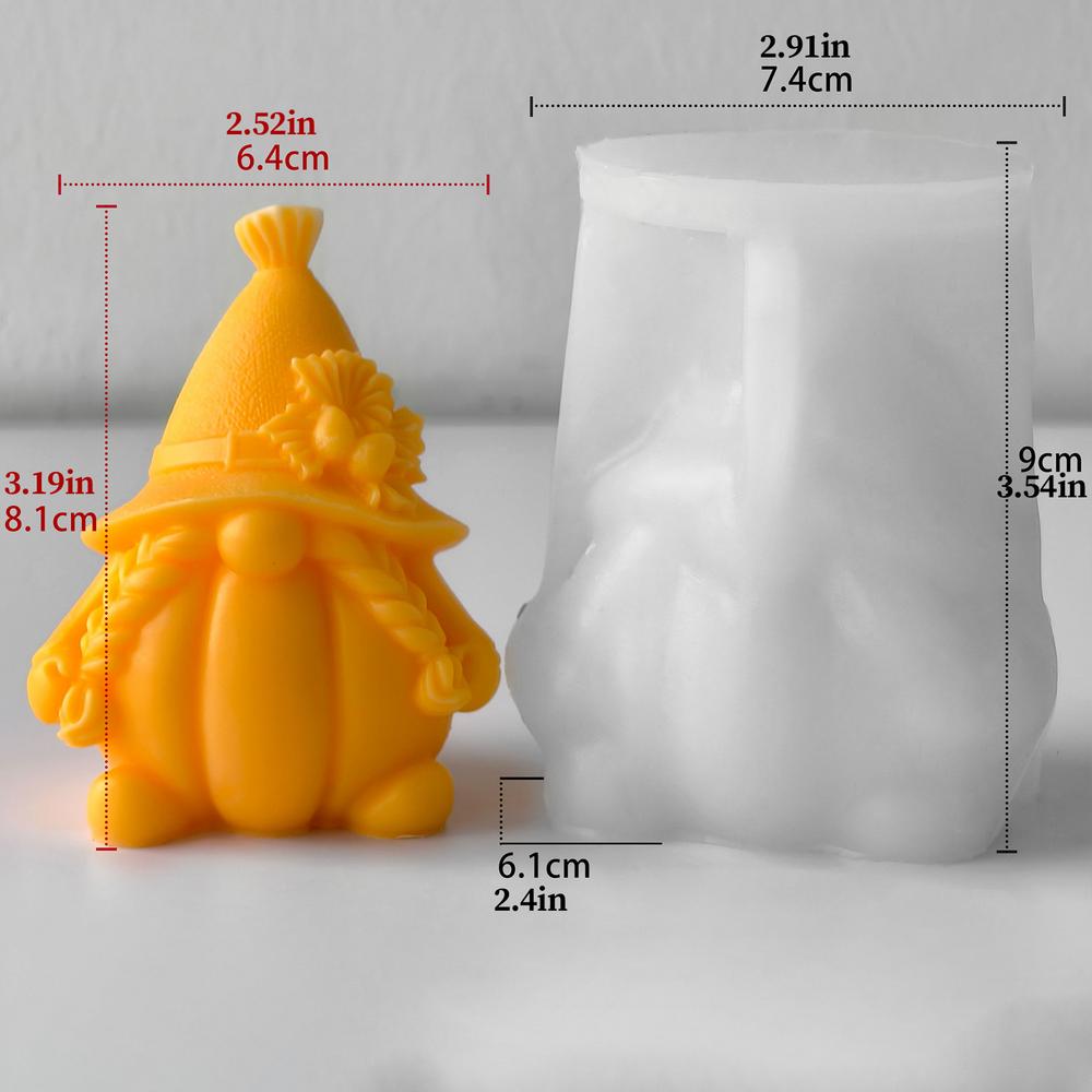 Halloween Pumpkin Gnome Candle Mold DIY Aroma Wax Plaster Resin Spooky Decor Gift Craft Party Favors