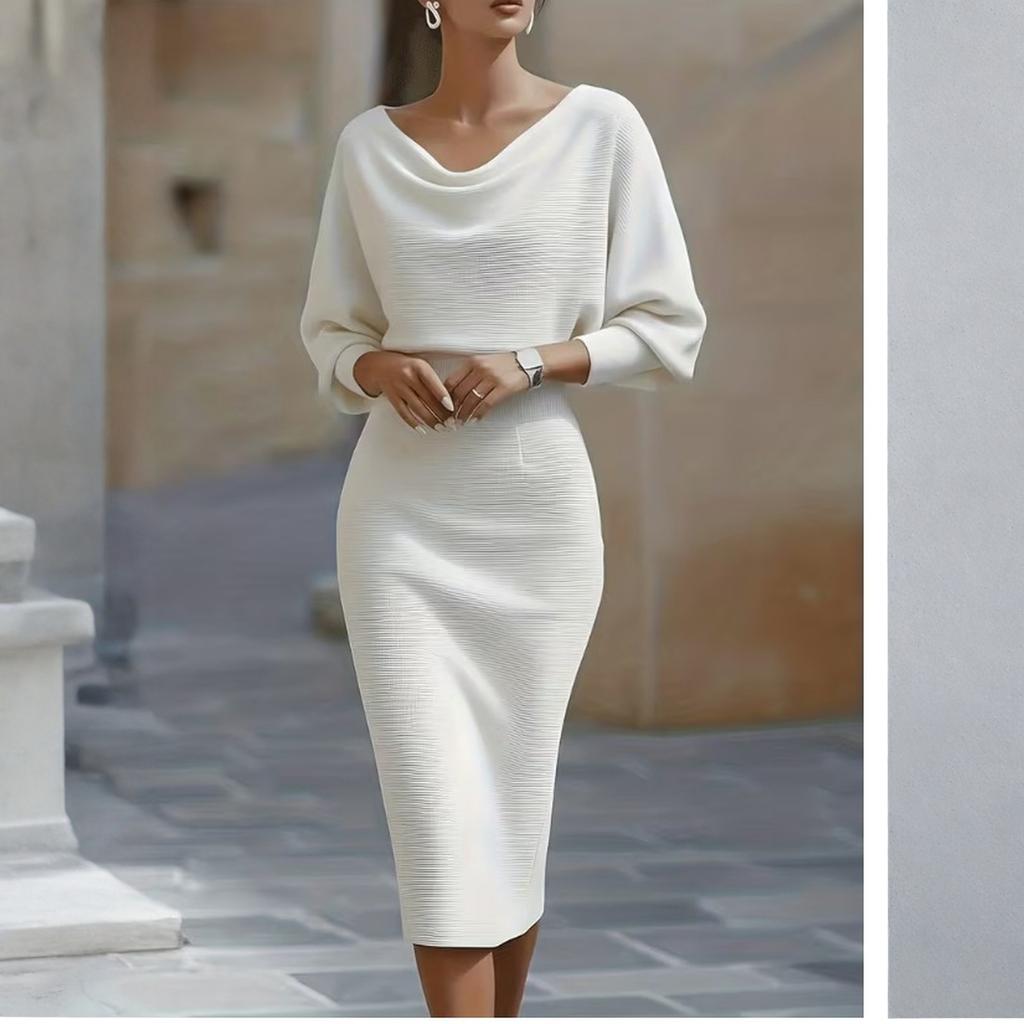 Damen Casual Mode Rundausschnitt 3/4 Ärmel Retro Weihnachtsdruck Retro Kleid