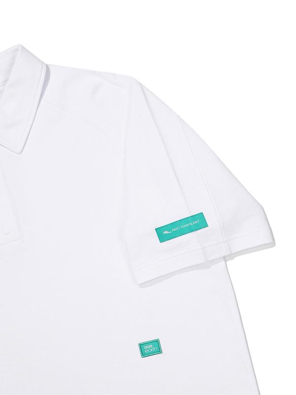 BBC EARTH Semi-Over Polo Short Sleeve Tee_White
