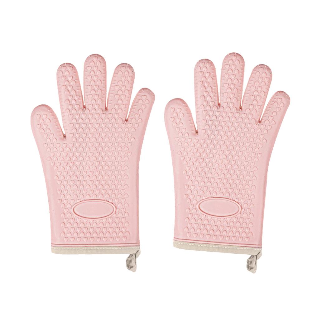 

Insulated Scalding Gloves with Hanging Hole BBQ Anti-Scald Gloves Non-Slip Thermal Insulation Mitts for Restaurant Baking Tools розовый