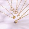 Exquisite Stainless Steel Four-Leaf Clover Necklace 18K Gold-Plated Pearl Flower-Shaped Necklace Classic Jewelry