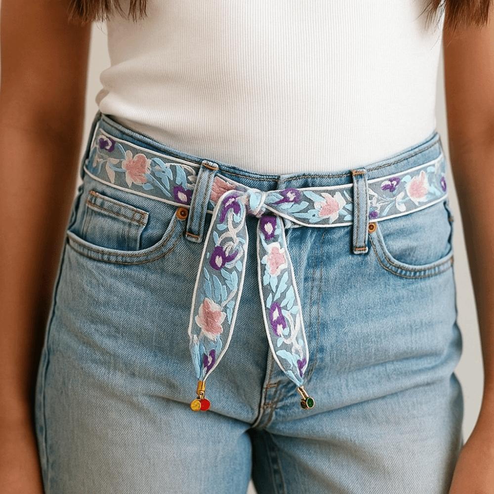 

Sweet Embroidered Lace Scarf Printed Narrow Long Scarves Retro Floral Scarf Outdoor Style 5