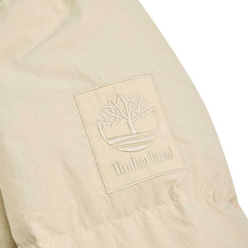 Timberland Recycled Down Puffer Solid Color Hooded Comfortable Long Sleeve Down Jacket Women outerwear Off-White A5ZC3-EFL