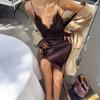Autumn and Winter New Satin Dress European and American Lace Skirt Suspender Skirt Design Sense Temperament Fashionable Commute