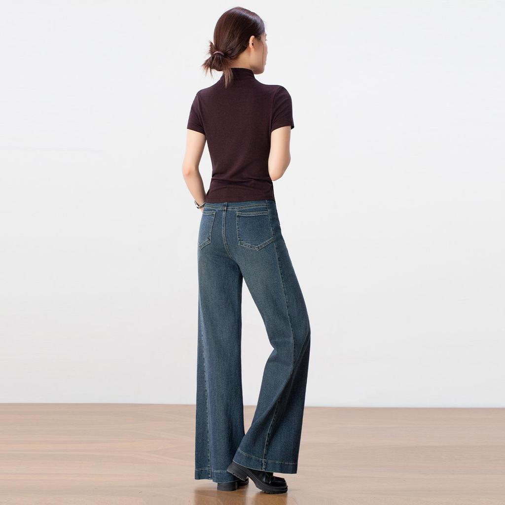Women's Retro High-Waist Wide-Leg Jeans - Autumn 2025 Collection, Loose Fit, Slimming, Straight-Leg, Floor-Length, Micro Flare.