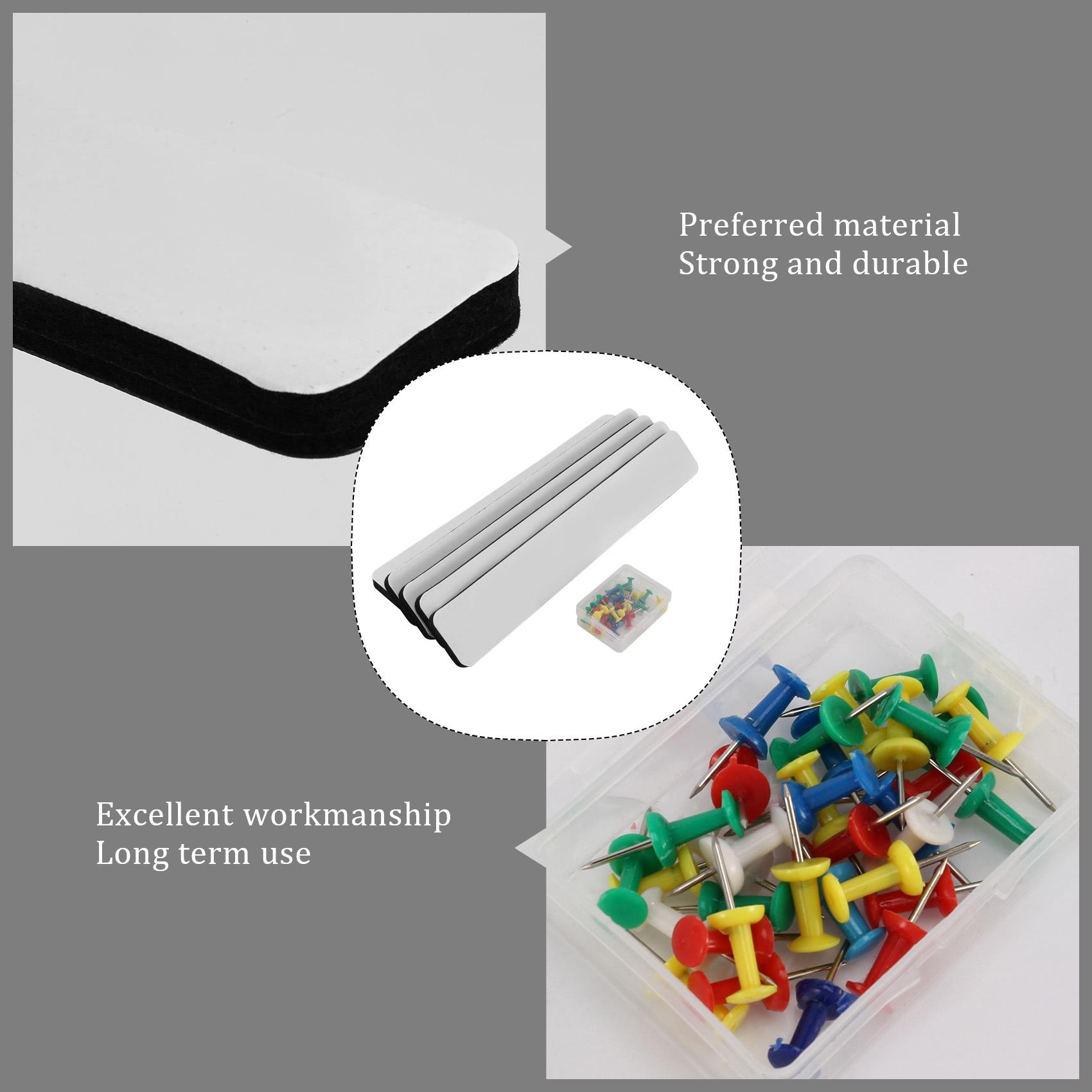 

Combo Bulletin Board Strips - 5 Black Self Adhesive Backing Magnetic Metal Felt Push Pin Bars,Home Office Memo чорний