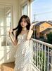 Pure Desire Polka Dot Slip Dress With Ruffle Details For Summer Casual Wear