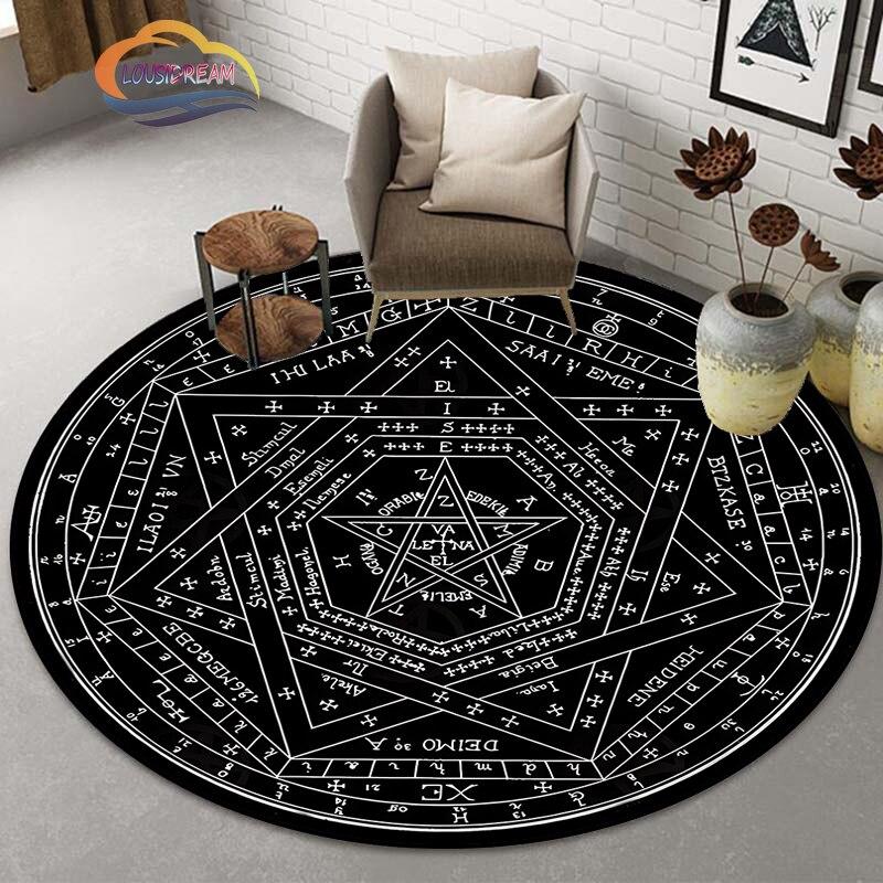 Pentacle Symbol Rug, Freemasonry Round Carpet, Goat Head Satan Rug,  Ouija Board with Hands Occultism Rug Witchcraft Goth Rug