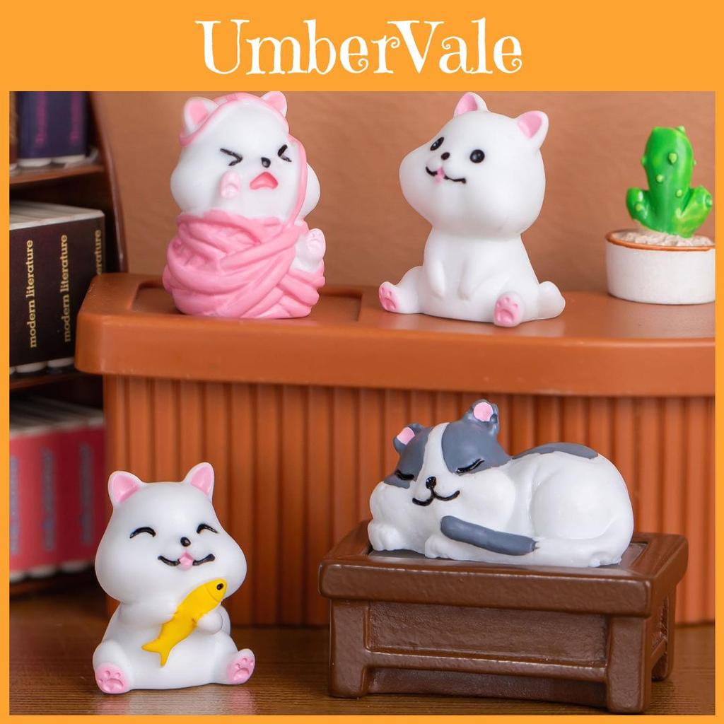 Creative Resin Cat Figures For Office Desk Adorable Miniature Animal Decor