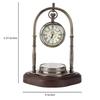Antique Brass Nautical Vintage Style Table Clock with Wooden Base