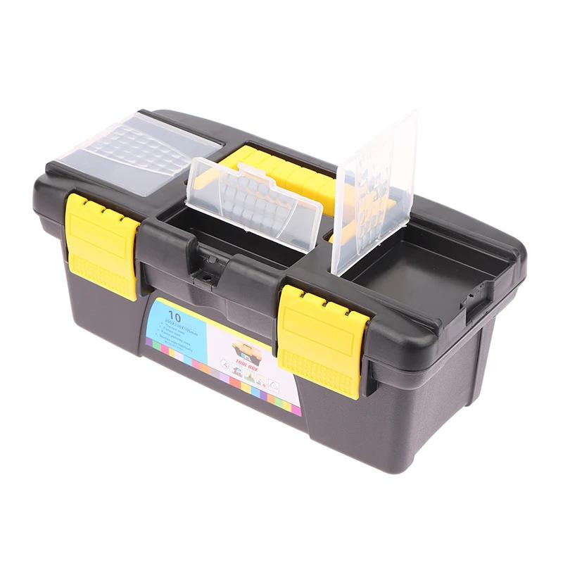 Two-Layer Tool Storage Box Mini Accessories Storage Box with Handle Portable Tool Organizer 10 Inch Household Hardware