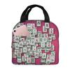 Mahjong Tile Pattern Insulated Lunch Bag for Women Office Cooler Thermal Food Box Tote Portable Lunch Boxes Container