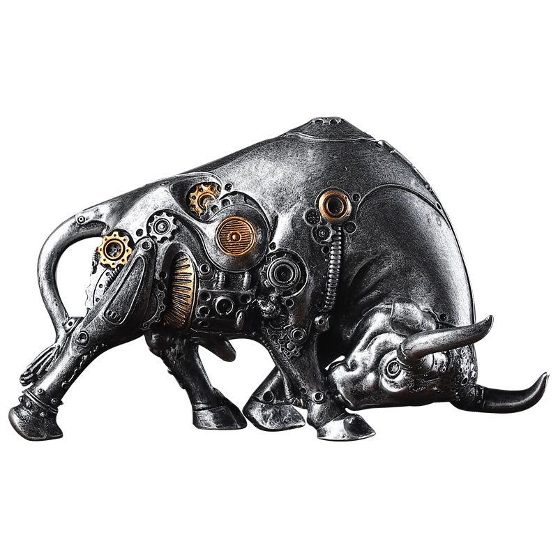Nordic Mechanical Punk Cow Ornaments Office Use Desk Entrance Wine Cabinet TV Best Cabinet Plush Decoration Bullshit Decorations