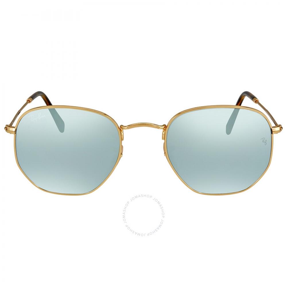 

Ray Ban Hexagonal Flat Lenses Silver Flash Men s Sunglasses RB3548N 001 30 51