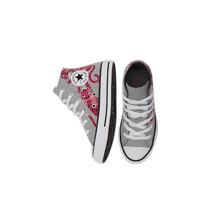 Converse Chuck Taylor All Star Canvas Comfortable Versatile High Top Kids Canvas Shoes Kids Sneaker Gray Rose 671613C