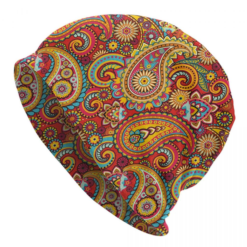 Custom Ethnic Bohemia Style Paisley Bandana Skullies Beanies Caps Streetwear Winter Warm Knitting Hat Adult Unisex Bonnet Hats