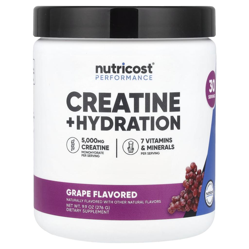 Nutricost, Athletic Performance, Creatine + Hydration, Grape, 9.9 oz (276 g)