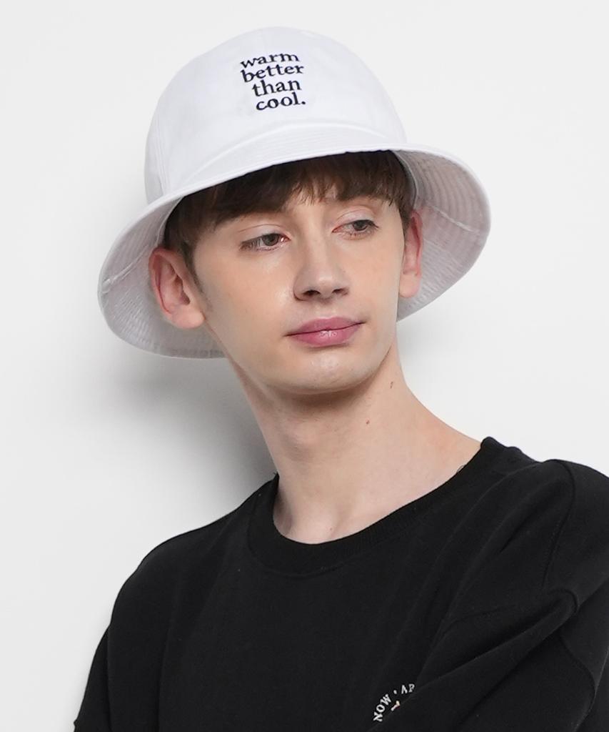 THE-ABON Lettering Bucket Hat White
