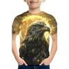 Summer Round Neck 3D Eagle Pattern Printed Top Fashionable Casual Short Sleeved Children's Boy T-shirts