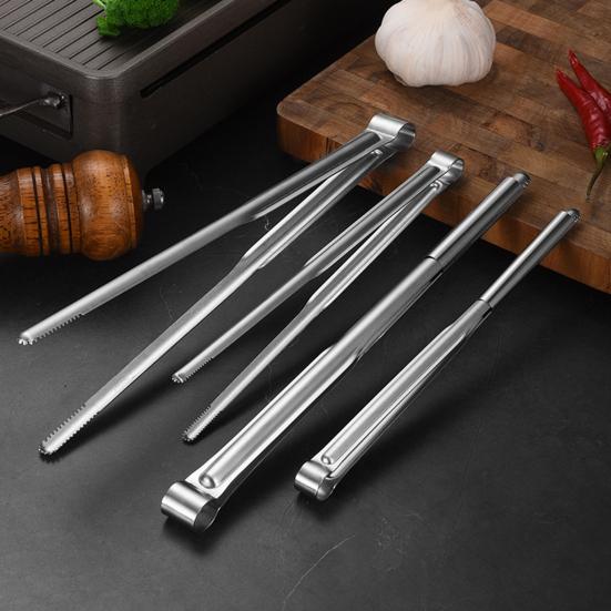 Kitchen Cooking Tongs Stainless Steel Kitchen Tweezer Tong with Precision Serrated Non-Slip Tips for Frying Plating BBQ