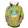 3D Printed Colorful Frogs Hoodie For Men Funny Animal Pattern Sweatshirt Outdoor Sports Tops Pullovers Street Autumn Long Sleeve