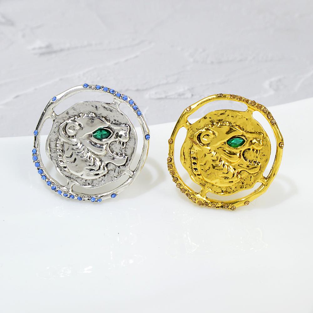 New Tiger Head Brooch Green Eye Animal Pin