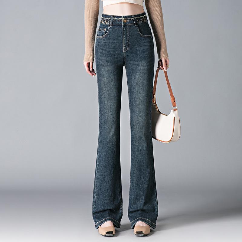 

Женские облегающие синие джинсы клеш с высокой посадкой XL (116-125 cm) синий