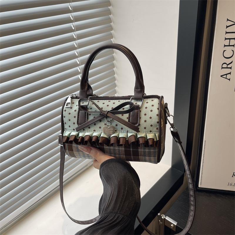 

Милый бант кружево мода горошек зарубежный стиль на одно плечо портативная сумка подмышку женская новая тренд 2025 кружево