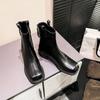 British Leather Platform Motorcycle Boots for Women Autumn Winter Soft-soled Women's Designer Shoes Fashion Ankle Boots Female
