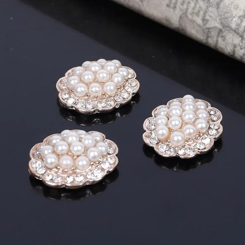 

Engood 60Pcs Pearl Rhinestone Depressed Vintage Sewing Trim & Embellishment Craft Button Buckle for Wedding DIY Hair Accessories золотий