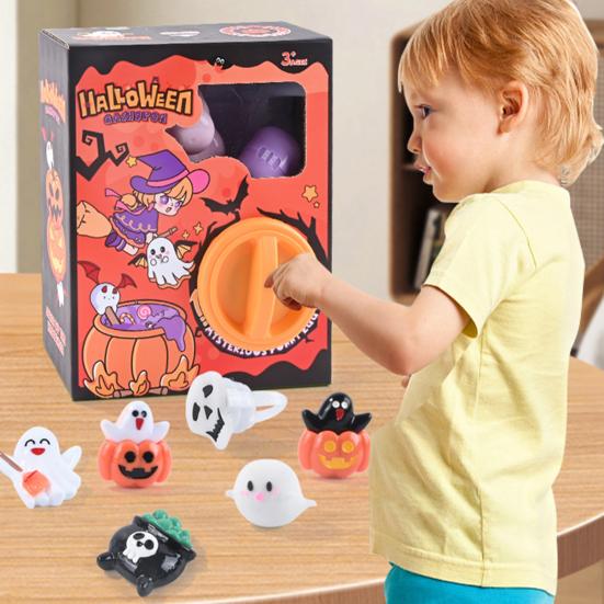 Halloween Mini Capsule Toy Machine 6/12/16 Random Surprise Eggs Cute Cartoon Gashapon Machine Mini Round Capsule Gift for Kindergarten Xmas Easter